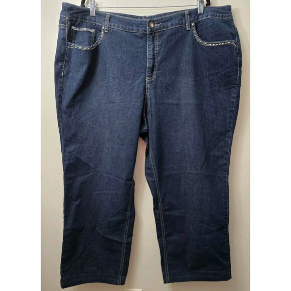 CJ Banks Signature Slimming Jeans Womens Size 24W Blue Dark Wash Stretch Pockets - Picture 1 of 7